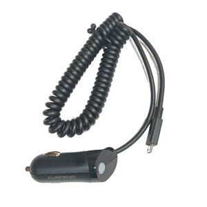 PureGear Micro-USB Car Charger 12W/2.4A Black 4 ft Coiled Cable DC Outlet New